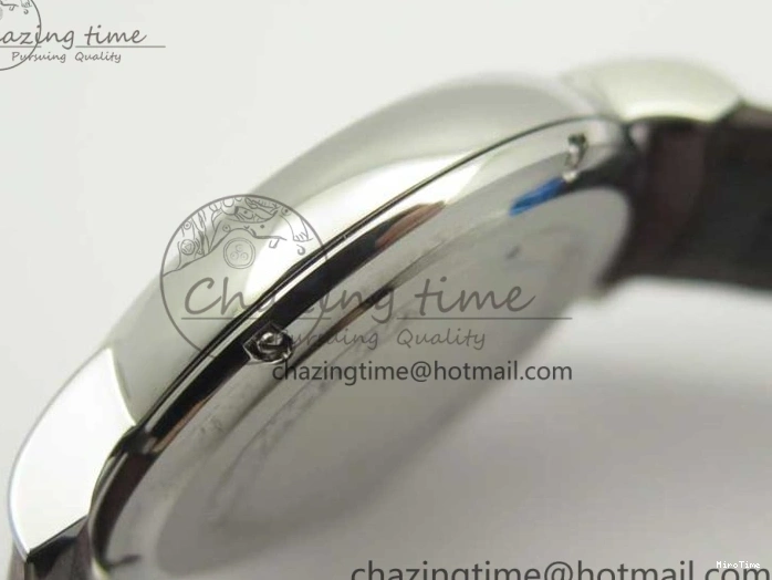 MIROTIME 0517 Portofino Automatic SS TWF 1:1 Best Edition Silver Dial Gold Markers on Brown Leather Strap A Bright 7203